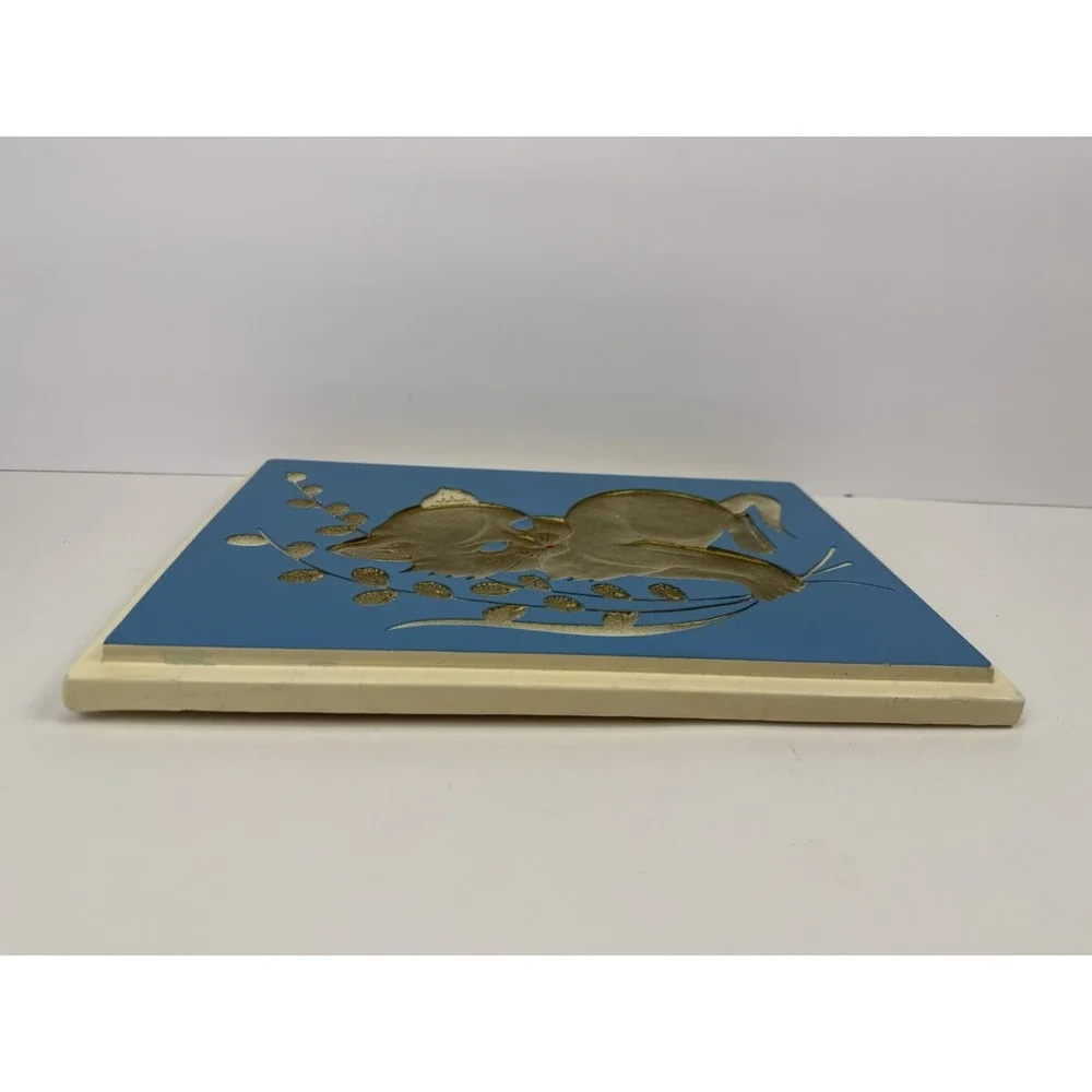 Richter 1961 Chalkware Kitten Plaque Nursery Household Collectible Vintage
